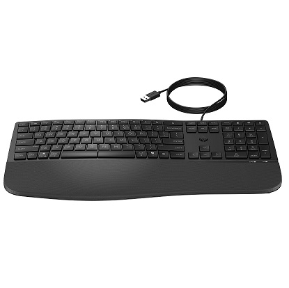 מקלדת חוטית ארגונומית שחורה עברית-אנגלית אייץ'.פי HP 480 Comfort 8T6M1AA Wired USB-A Hebrew-English Black